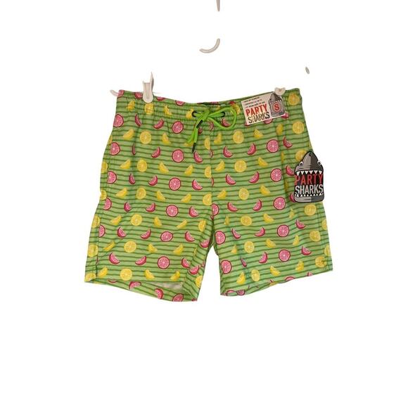 NWT Party Shark Men’s Small bathing suit swim shorts, citrus fruit, lined - Picture 1 of 8